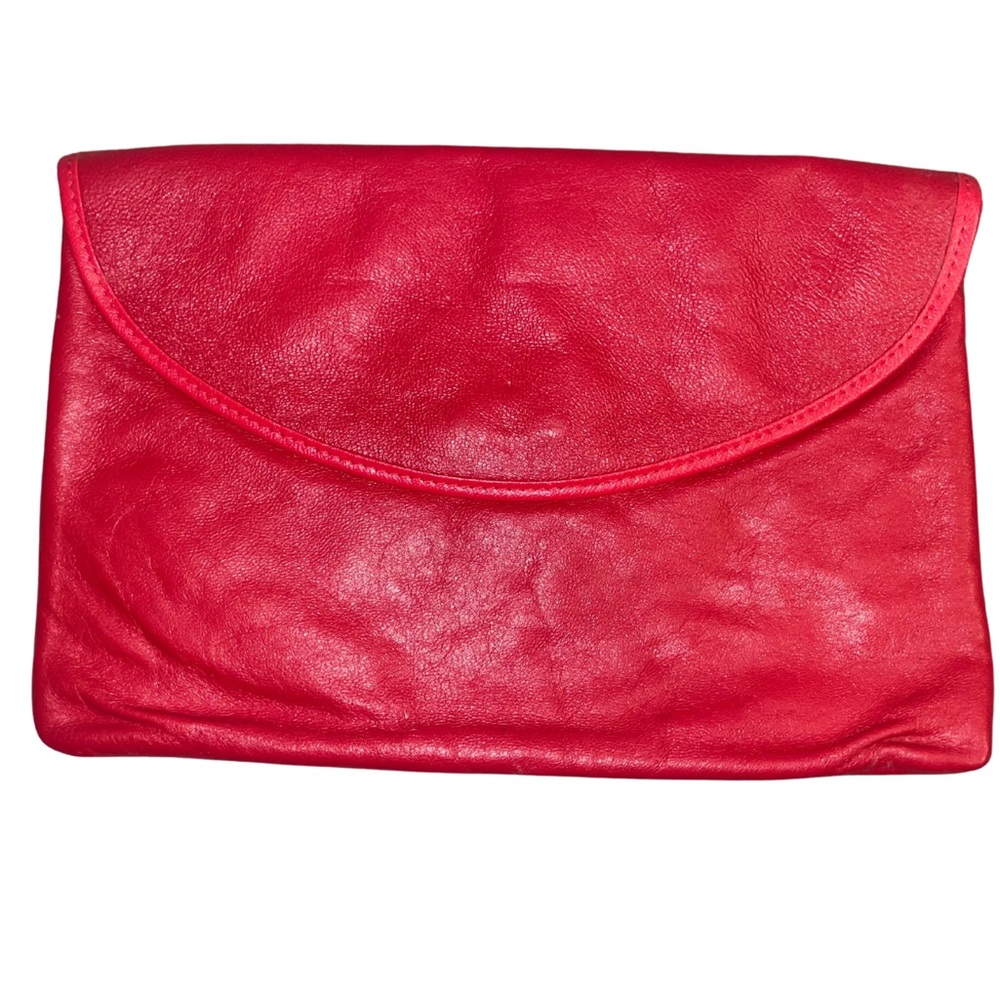 Vibrant Red Leather Clutch